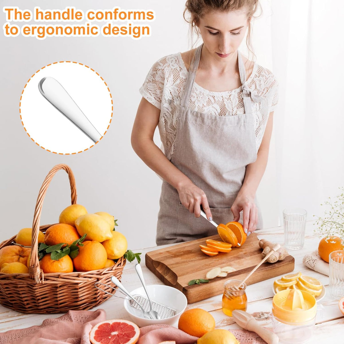 15 Pack Grapefruit Spoons and 3 Grapefruit Knife, Stainless Steel Flatware Set Serrated Edges, Grapefruit Utensil Set for Peeling and Scooping the Pulp, Cutting Utensil Kitchen for Fruit Kiwi Orange