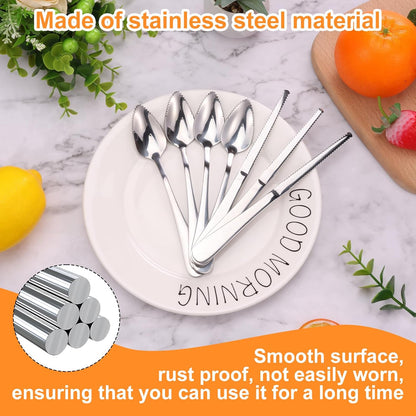 15 Pack Grapefruit Spoons and 3 Grapefruit Knife, Stainless Steel Flatware Set Serrated Edges, Grapefruit Utensil Set for Peeling and Scooping the Pulp, Cutting Utensil Kitchen for Fruit Kiwi Orange