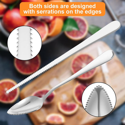 15 Pack Grapefruit Spoons and 3 Grapefruit Knife, Stainless Steel Flatware Set Serrated Edges, Grapefruit Utensil Set for Peeling and Scooping the Pulp, Cutting Utensil Kitchen for Fruit Kiwi Orange