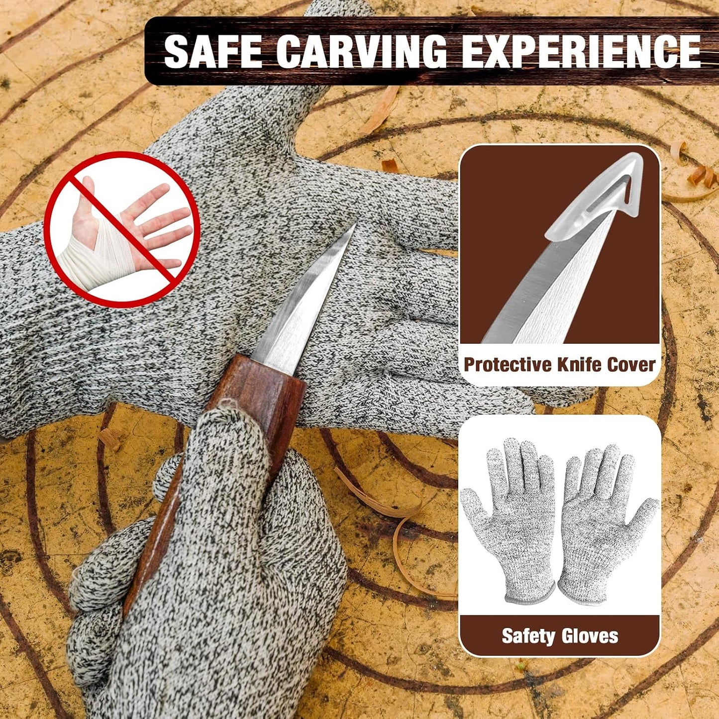 Wood Carving Kit, 23pcs Wood Carving Tools with 4 Wood Carving Knives 5 Detail Knives 9 Blocks, Whittling Kit DIY Hobbies for Adults