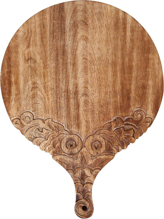 VERSAINSECT nd carved round Chopping & Serving Tray for kitchen, dining table and outdoor SIZE 17x12.5x0.95 inch