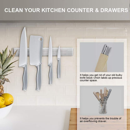 12 Inch Magnetic Knife Holder for Wall, Stainless Steel Knife Strip
