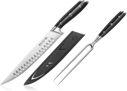 Cangshan ALPS Series 502803 German Steel Forged 2-Piece Carving Set with Sheaths, Black