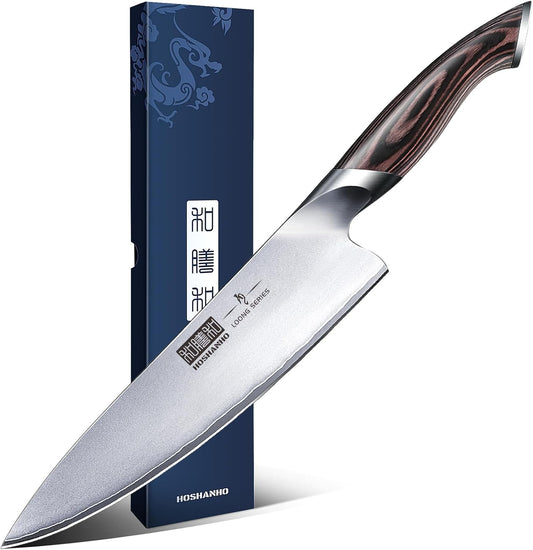 Kitchen Knife in Japanese High Carbon Steel, Professional High-Class Chef's Knife 8 inch, Non-slip Ultra Sharp Cooking Knives with Ergonomic Handle | Japanese High Carbon Steel Non-slip Ultra Sharp Cooking Knives with Ergonomic Handle, Home Chefs & Gift