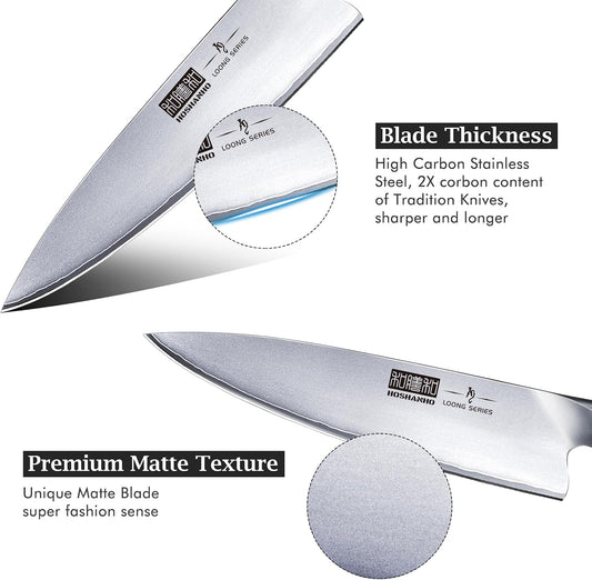 Kitchen Knife in Japanese High Carbon Steel, Professional High-Class Chef's Knife 8 inch, Non-slip Ultra Sharp Cooking Knives with Ergonomic Handle | Japanese High Carbon Steel Non-slip Ultra Sharp Cooking Knives with Ergonomic Handle, Home Chefs & Gift