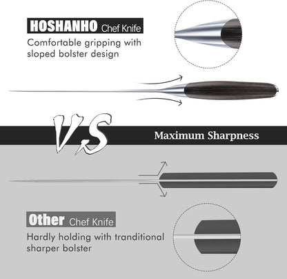 Kitchen Knife in Japanese High Carbon Steel, Professional High-Class Chef's Knife 8 inch, Non-slip Ultra Sharp Cooking Knives with Ergonomic Handle | Japanese High Carbon Steel Non-slip Ultra Sharp Cooking Knives with Ergonomic Handle, Home Chefs & Gift