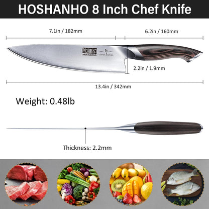 Kitchen Knife in Japanese High Carbon Steel, Professional High-Class Chef's Knife 8 inch, Non-slip Ultra Sharp Cooking Knives with Ergonomic Handle | Japanese High Carbon Steel Non-slip Ultra Sharp Cooking Knives with Ergonomic Handle, Home Chefs & Gift