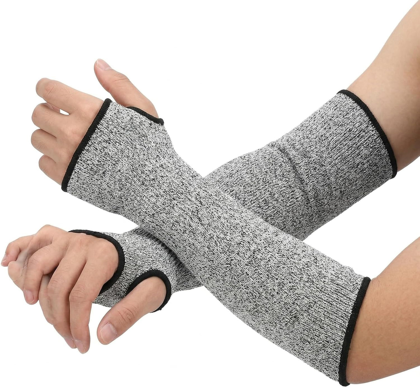 2 Pack Cut Resistant Arm Sleeves with Thumb Hole Level 5 Anti-Cut Arm Guards for Gardening Yard Work and Pet Grooming Forearm Protection | Forearm Covers, Dense Knit Construction, Adds Workday Coverage, for Workshops, Gardening, and Maintenance