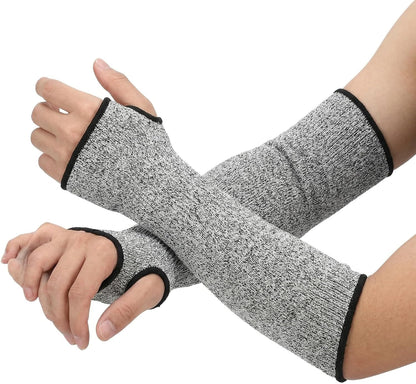 2 Pack Cut Resistant Arm Sleeves with Thumb Hole Level 5 Anti-Cut Arm Guards for Gardening Yard Work and Pet Grooming Forearm Protection | Forearm Covers, Dense Knit Construction, Adds Workday Coverage, for Workshops, Gardening, and Maintenance