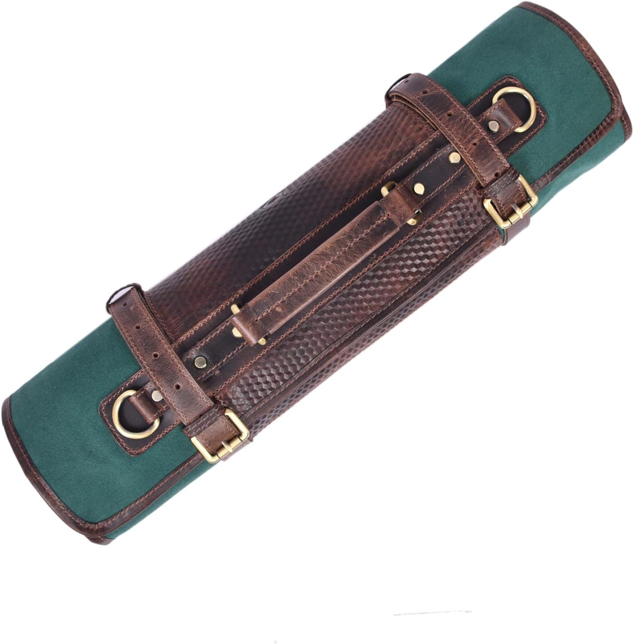Leather Knife Roll Storage Bag, Elastic and Expandable 10 Pockets, Adjustable/Detachable Shoulder Strap, Travel-Friendly Chef Knife Case (Dark Brown, Leather)