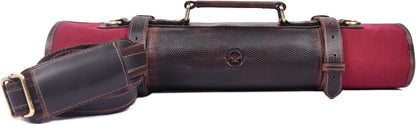Leather Knife Roll Storage Bag, Elastic and Expandable 10 Pockets, Adjustable/Detachable Shoulder Strap, Travel-Friendly Chef Knife Case (Dark Brown, Leather)