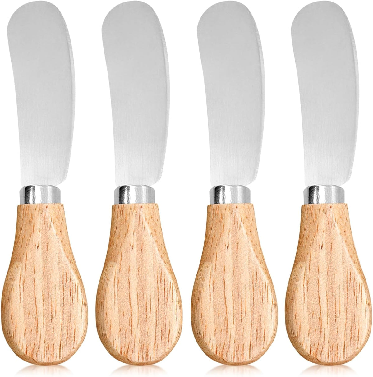4 Pcs Cheese Spreader Knives, Wooden Handle Mini Butter Knife Spreader Stainless Steel Cheese Knife Set for Condiments, Cheese, Cream, Butter, Sandwich, Charcuterie Board Accessories