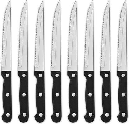 Dehov Sharp Stainless Steel Serrated Steak Knives Set of 8 for Kitchen