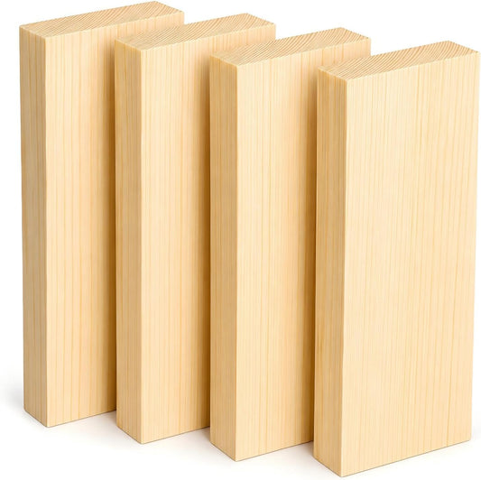 4 Pcs Unfinished Wood Blocks, 3x10x1 Inch Wooden Block, Wood Carving Blocks for Crafting Home Crafts DIY Supplies Carving Crafting