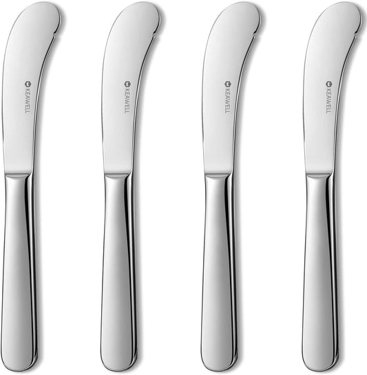 Premium Louise 4-Piece 6.7-Inch Stainless Steel Butter Knives | Butter Spreaders for Butter, Jam & Soft Cheese; Sturdy Construction; Smooth Edges; Balanced Feel; Dishwasher Safe