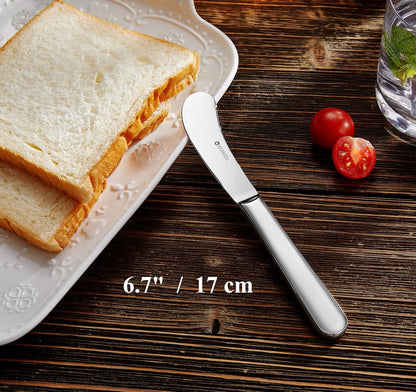 Premium Louise 4-Piece 6.7-Inch Stainless Steel Butter Knives | Butter Spreaders for Butter, Jam & Soft Cheese; Sturdy Construction; Smooth Edges; Balanced Feel; Dishwasher Safe