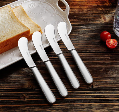 Premium Louise 4-Piece 6.7-Inch Stainless Steel Butter Knives | Butter Spreaders for Butter, Jam & Soft Cheese; Sturdy Construction; Smooth Edges; Balanced Feel; Dishwasher Safe