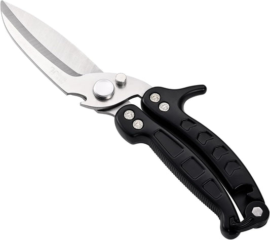 poultry shears Kitchen scissors for Chicken Can Be Used as a Knife, Dishwasher safe, Effortlessly cuts through cartilage, featuring a built-in spring mechanism.Can be used as a present（Black）