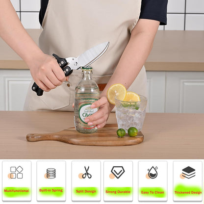poultry shears Kitchen scissors for Chicken Can Be Used as a Knife, Dishwasher safe, Effortlessly cuts through cartilage, featuring a built-in spring mechanism.Can be used as a present（Black）