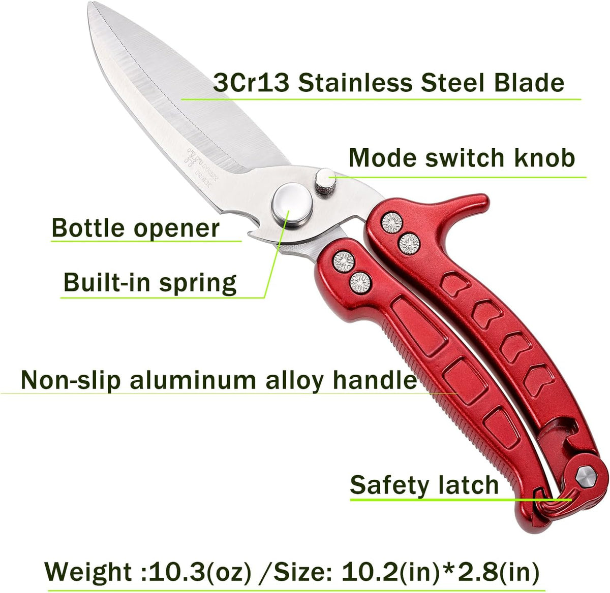 poultry shears Kitchen scissors for Chicken Can Be Used as a Knife, Dishwasher safe, Effortlessly cuts through cartilage, featuring a built-in spring mechanism.Can be used as a present（Black）
