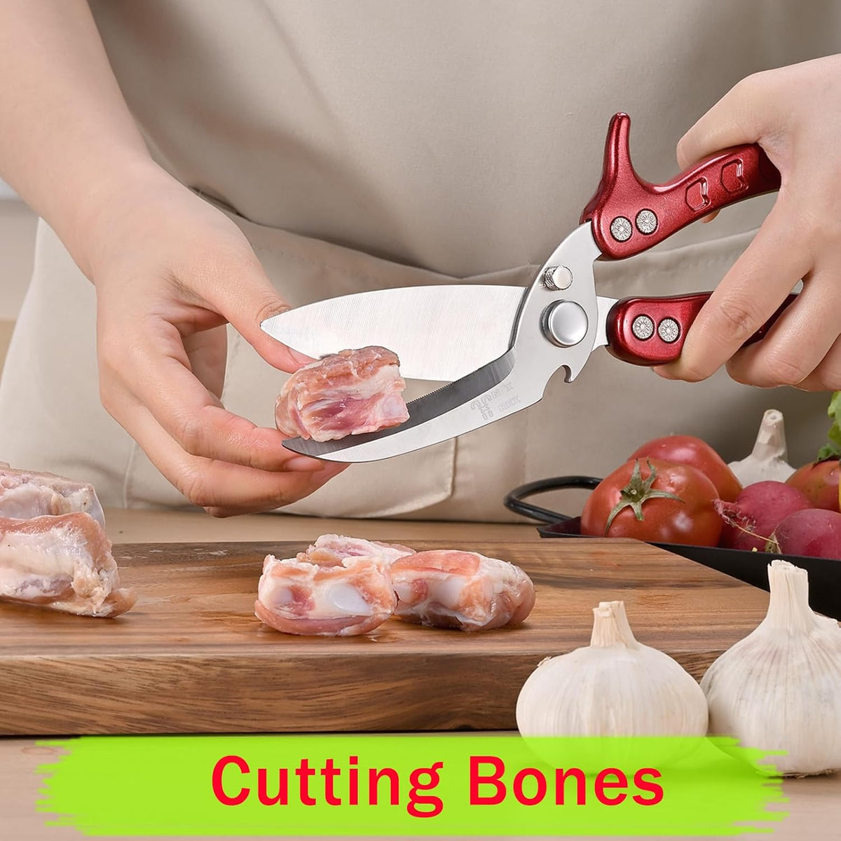 poultry shears Kitchen scissors for Chicken Can Be Used as a Knife, Dishwasher safe, Effortlessly cuts through cartilage, featuring a built-in spring mechanism.Can be used as a present（Black）
