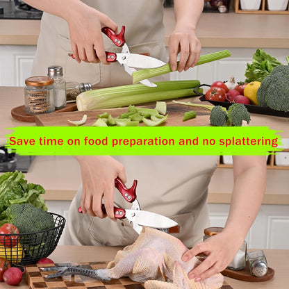 poultry shears Kitchen scissors for Chicken Can Be Used as a Knife, Dishwasher safe, Effortlessly cuts through cartilage, featuring a built-in spring mechanism.Can be used as a present（Black）