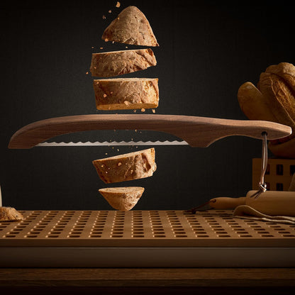 Bread Knife Package Slicer for Sourdough Bread, 16.5" Premium Wooden Bow Design, Premium Stainless Steel Serrated Saw, Cutter for cutting Loaf, Sandwich, Bagels, Homemade Bread & more - Birch