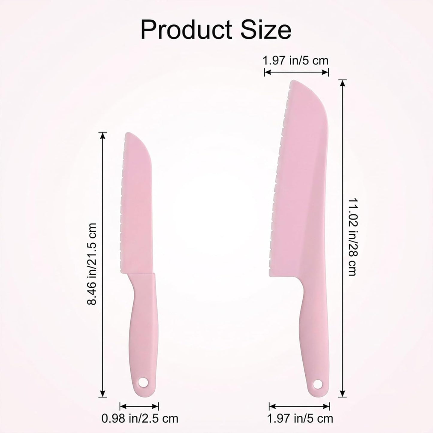 6 Pcs Lettuce Knife, 11/8.5 inch Plastic Cake Knifes to Prevent Browning Dishwasher Safe Kitchen Utensils Pastic Knife for Nonstick Pans (S/L Blue Green Pink)