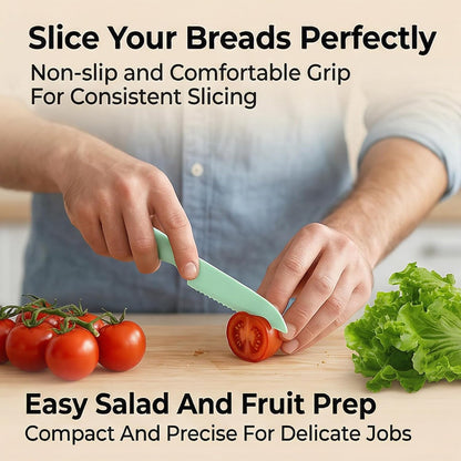 6 Pcs Lettuce Knife, 11/8.5 inch Plastic Cake Knifes to Prevent Browning Dishwasher Safe Kitchen Utensils Pastic Knife for Nonstick Pans (S/L Blue Green Pink)