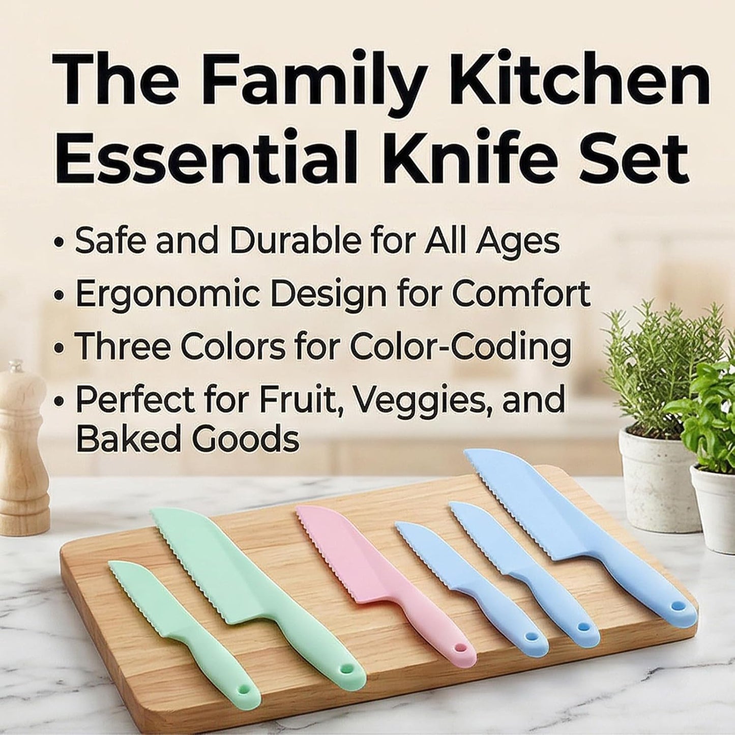 6 Pcs Lettuce Knife, 11/8.5 inch Plastic Cake Knifes to Prevent Browning Dishwasher Safe Kitchen Utensils Pastic Knife for Nonstick Pans (S/L Blue Green Pink)