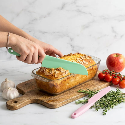 6 Pcs Lettuce Knife, 11/8.5 inch Plastic Cake Knifes to Prevent Browning Dishwasher Safe Kitchen Utensils Pastic Knife for Nonstick Pans (S/L Blue Green Pink)