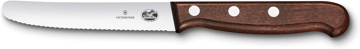Wood 4.25-Inch Utility Knife, Serrated Round Blade Tomato Knife