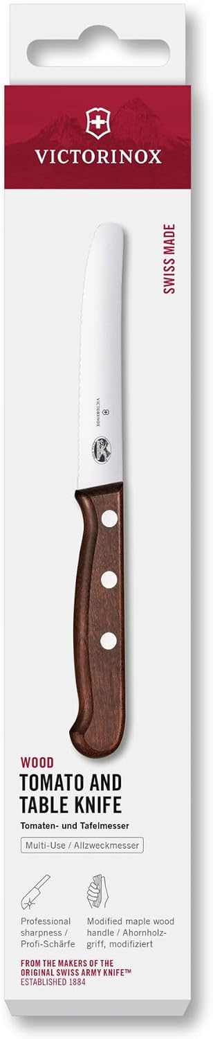 Wood 4.25-Inch Utility Knife, Serrated Round Blade Tomato Knife
