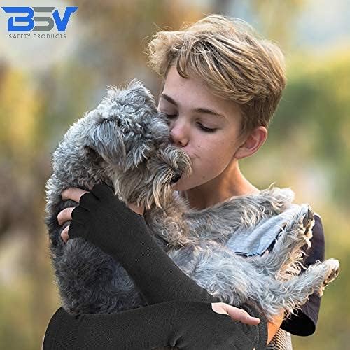 BSV Kevlar Cut, Scratch, Bite and Heat Resistant Arm Protection Sleeves with Finger Opening - Unisex -18 Inches, 1 Pair