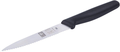 4 Inch Paring Knife, Serrated Edge - Point Tip - High Carbon German Stainless Steel Razor-Sharp Blade, Gray Handle
