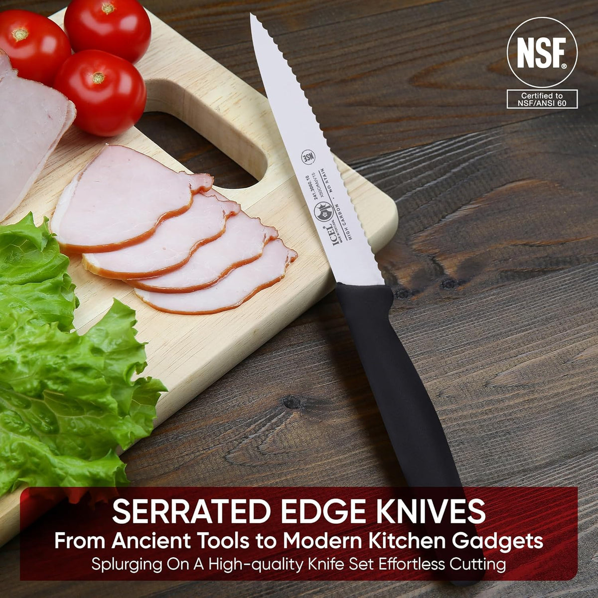 4 Inch Paring Knife, Serrated Edge - Point Tip - High Carbon German Stainless Steel Razor-Sharp Blade, Gray Handle