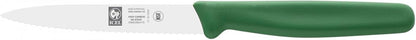 4 Inch Paring Knife, Serrated Edge - Point Tip - High Carbon German Stainless Steel Razor-Sharp Blade, Gray Handle