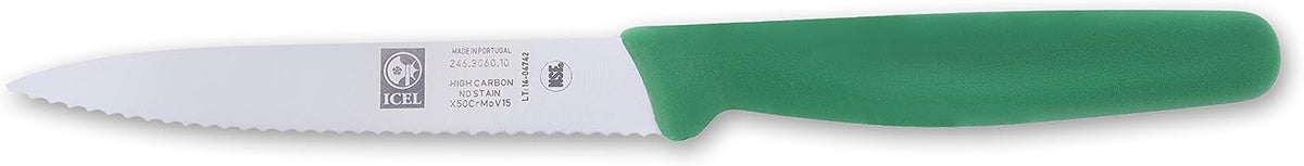 4 Inch Paring Knife, Serrated Edge - Point Tip - High Carbon German Stainless Steel Razor-Sharp Blade, Gray Handle