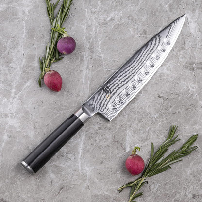 Classic 8" Hollow Ground Chef's Knife, Handcrafted Japanese Knife for Professional and Home Chefs, VG-MAX Core with Damascus Stainless Steel Cladding, Pakkawood Handle