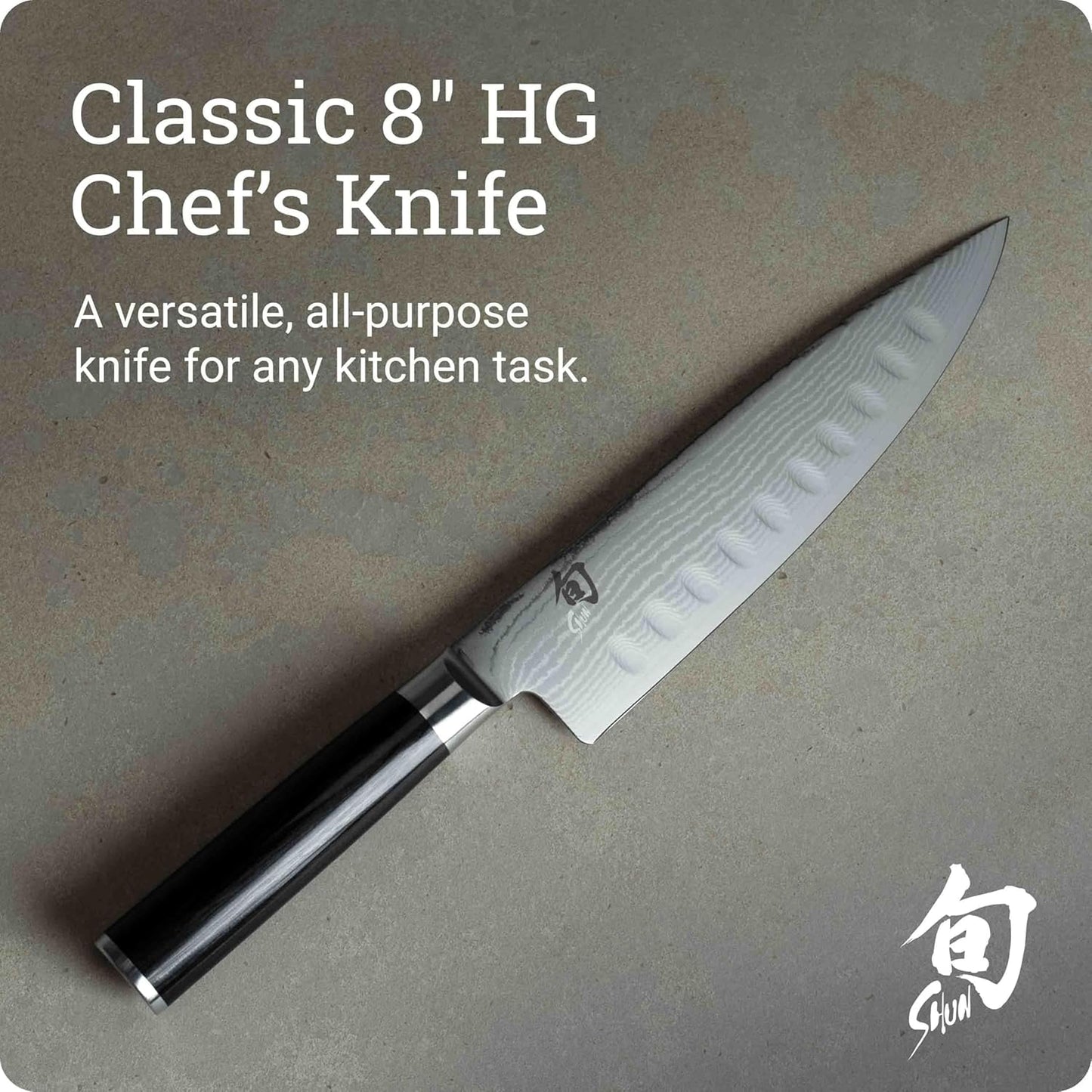 Classic 8" Hollow Ground Chef's Knife, Handcrafted Japanese Knife for Professional and Home Chefs, VG-MAX Core with Damascus Stainless Steel Cladding, Pakkawood Handle