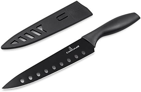 ® 8-Inch Nonstick Carbon Steel Sushi Knife with Sheath, Black