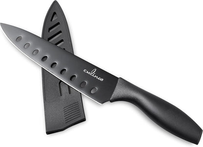 ® 8-Inch Nonstick Carbon Steel Sushi Knife with Sheath, Black