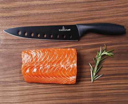 ® 8-Inch Nonstick Carbon Steel Sushi Knife with Sheath, Black