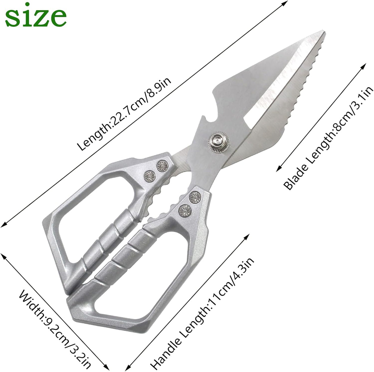 Heavy-Duty Multi-Functional Kitchen Food Scissors,Stainless Steel Cooking Helper Shears,Fits Various Ingredients,Dishwasher Safe,Ideal for Cooking