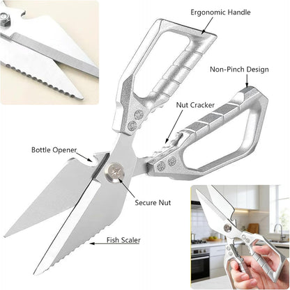 Heavy-Duty Multi-Functional Kitchen Food Scissors,Stainless Steel Cooking Helper Shears,Fits Various Ingredients,Dishwasher Safe,Ideal for Cooking