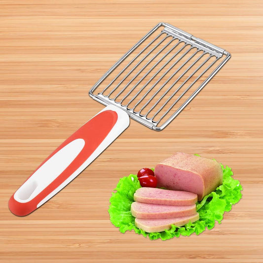 Luncheon Meat Cutter, Stainless Steel Luncheon Meat Cutter Tomato Slicer Fruits Cutter Luncheon Meat Slicer with Handle Cheese Boiled Egg Ham Tomato Serrated Slicing Knife (Orange)