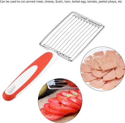 Luncheon Meat Cutter, Stainless Steel Luncheon Meat Cutter Tomato Slicer Fruits Cutter Luncheon Meat Slicer with Handle Cheese Boiled Egg Ham Tomato Serrated Slicing Knife (Orange)