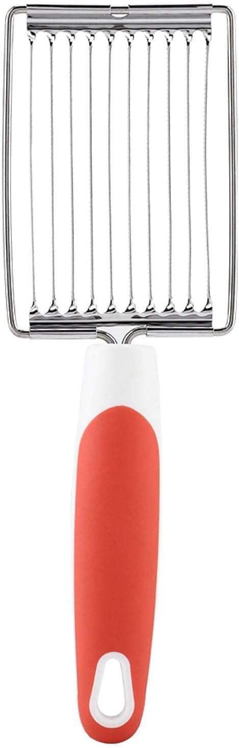 Luncheon Meat Cutter, Stainless Steel Luncheon Meat Cutter Tomato Slicer Fruits Cutter Luncheon Meat Slicer with Handle Cheese Boiled Egg Ham Tomato Serrated Slicing Knife (Orange)