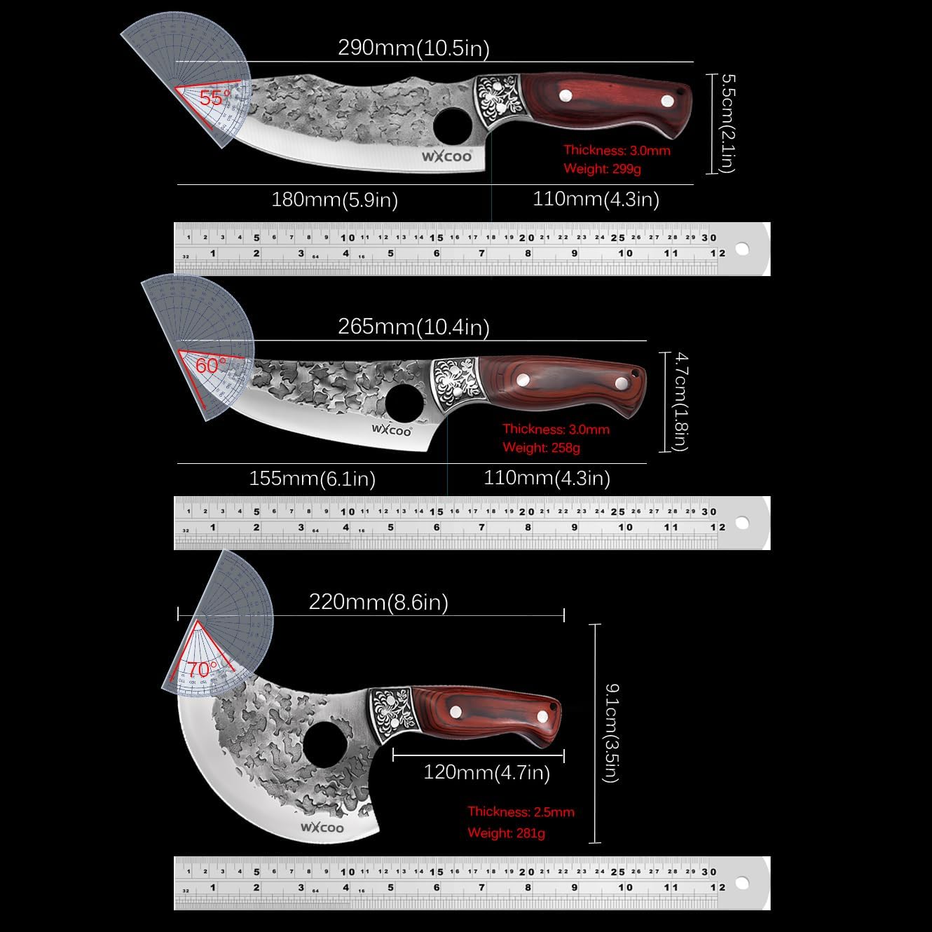 4PCS Hand Forged Kitchen Knife Set with Sheaths, High Carbon Steel Viking Butcher Knife Set, Serbian Chef Cleaver, Heavy Duty Boning Knife & Slicing Knife for Outdoor BBQ, Camping, Hunting