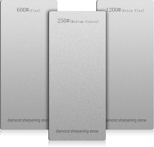 3 Pieces Diamond Sharpening Stone Diamond Knife Sharpener Plate Honing Whetstone for Kitchen Sharpening Dull, Blunt or Tired Edges (250/600/ 1200 Grit)